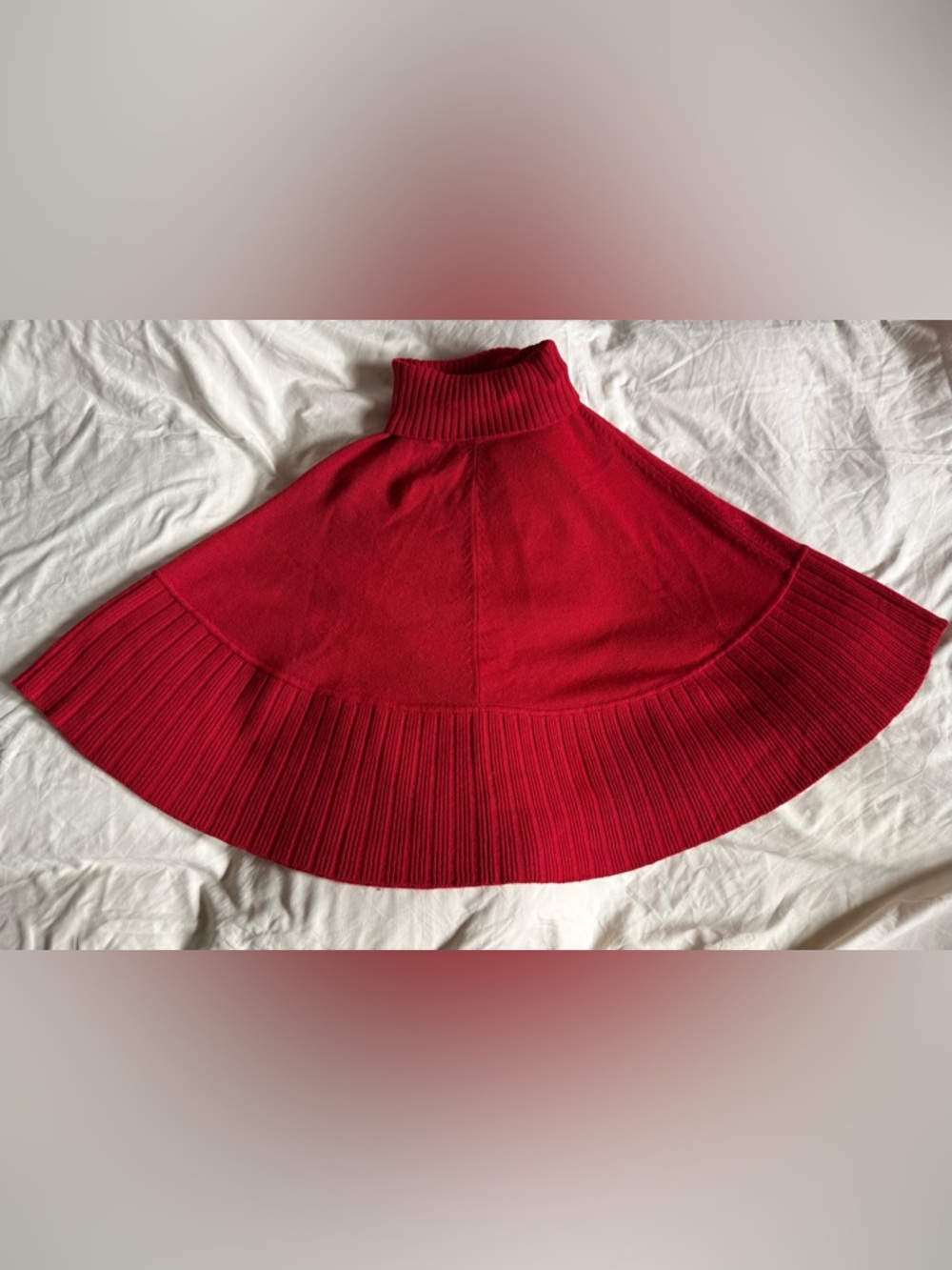 Talbots Red Ribbed Turtleneck Sweater Poncho